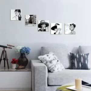 UTB076 Black White Decorative MDF Painting (5 Pieces)