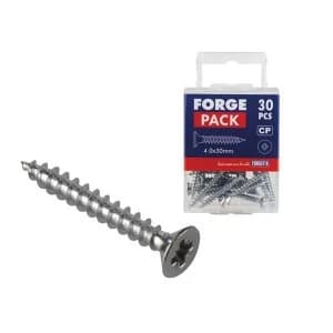 ForgeFix Multi Purpose Screw Pozi Compatible CSK Chrome Plated 4.0 x 30mm ForgePack 30