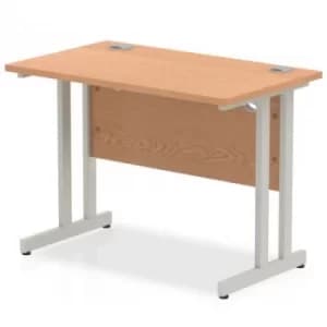 Impulse 1000/600 Rectangle Silver Cantilever Leg Desk Oak