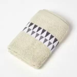 HOMESCAPES Geometric 100% Cotton Face Cloth, Beige - Beige