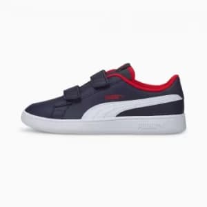 PUMA Smash V2 Leather Kids Trainers, Peacoat/White Size 1 Shoes