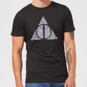 Harry Potter Deathly Hallows Text Mens T-Shirt - Black