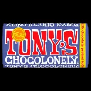 Tony's Chocolonely Fairtrade Dark Milk Chocolate Pretzel Toffee 42% 180g Chocolate Bar