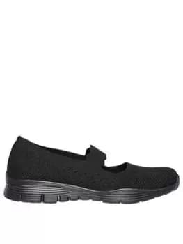 Skechers Seager Power Hitter Wide Fit Ballerina Shoes, Black, Size 4, Women
