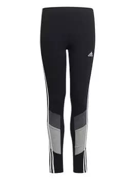 adidas Essentials Seasonal Junior Girls Colourblock Leggings - Black, Size 7-8 Years