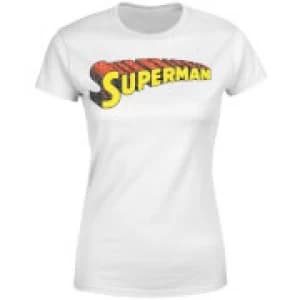 DC Superman Telescopic Crackle Logo Womens T-Shirt - White