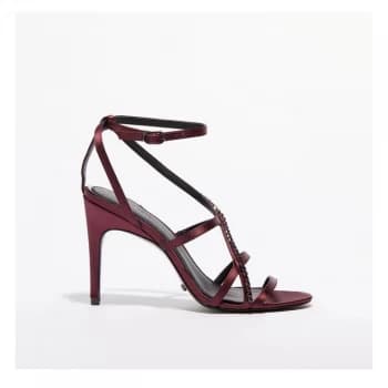 Reiss Dana Jewel Strap Heeled Sandals - Purple Satin