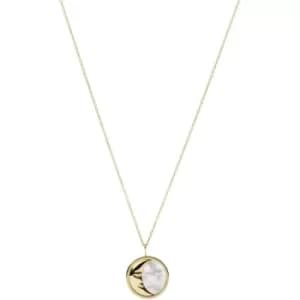 Fossil Georgia Moonphase White Mother-of-Pearl Pendant Necklace