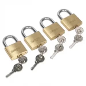 Brass Body Padlock with Brass Cylinder 40MM Key Alike Pack of 4