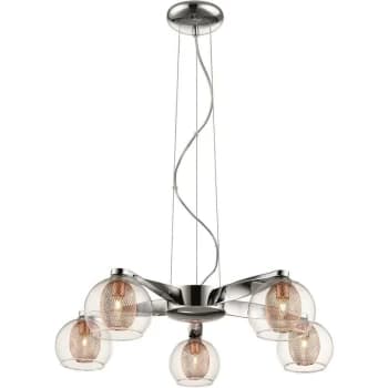Spring Lighting - 5 Light Multi Arm Ceiling Pendant Mesh Chrome, Copper, G9