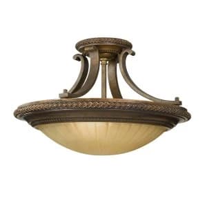 2 Light Ceiling Semi Flush Light Gold, Bronze, E27
