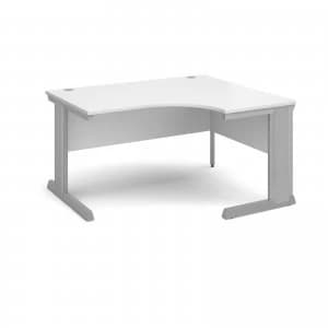 Vivo Right Hand Ergonomic Desk 1400mm - Silver Frame White Top