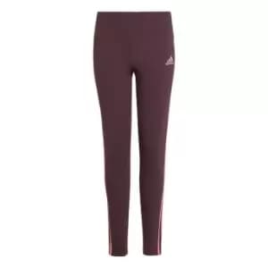 adidas 3-Stripes Cotton Leggings Kids - Shadow Maroon / Bliss Pink