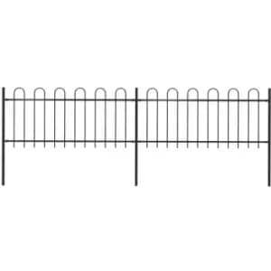 Garden Fence with Hoop Top Steel 3.4x0.8 m Black Vidaxl Black
