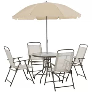 Outsunny 6 Pcs Bistro Set, Texteline-Black/Cream