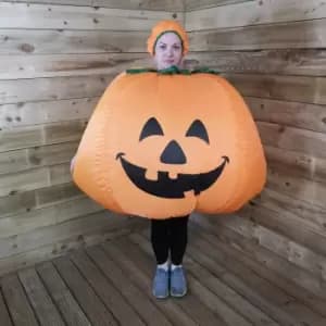 Halloween Inflatable Pumpkin Costume With Pumpkin Hat! Adult Size - Battery Powered