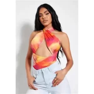 I Saw It First Multi Slinky Knot Front Cross Over Bodysuit - Multi
