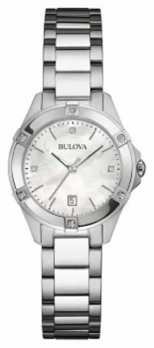 Bulova Womens Stainless Steel Diamond Set Silver Dia 96W205 Watch