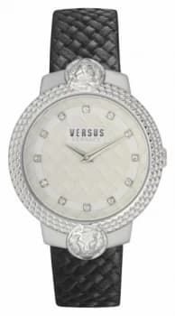 Versus Versace Womens Mouffetard Black Leather Strap Watch