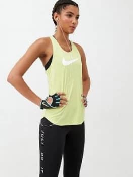 Nike Running Swoosh Tank - Limelight , Limelight, Size L, Women