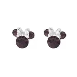 Disney Minnie Mouse Purple February Birthstone sterling silver Crystal Earrings E905162RFEBL