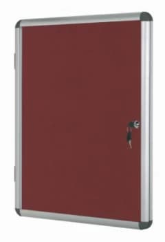 Bi-Office Enclore Burgundy Felt Lockable Noticeboard 9xA4