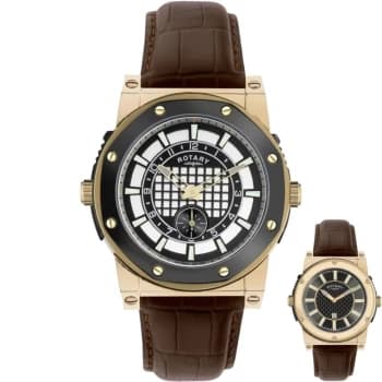 Rotary EGS0008-TZ2-02-04-X Mens Revelation Brown Strap Wristwatc Colour - Black