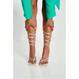 I Saw It First White Strappy Lace Up Feature Heeled Sandal - White