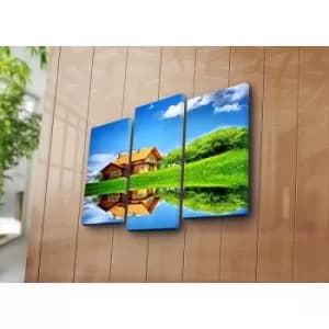 3NATPAT-26 Multicolor Decorative Canvas Painting (3 Pieces)