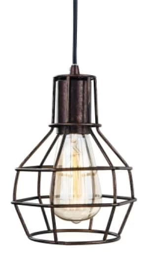 Clipper 1 Light Wire Ceiling Pendant Rustic Brown, E27