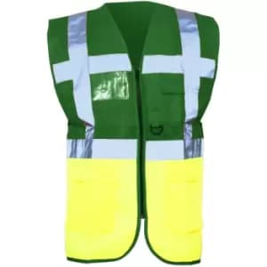 Yoko Hi-Vis Premium Executive/Manager Waistcoat / Jacket (XL) (Green/Hi Vis Yellow) - Green/Hi Vis Yellow