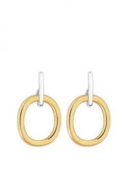 Simply Silver Sterling Silver Polished Two Tone Oval Open Drop Earrings