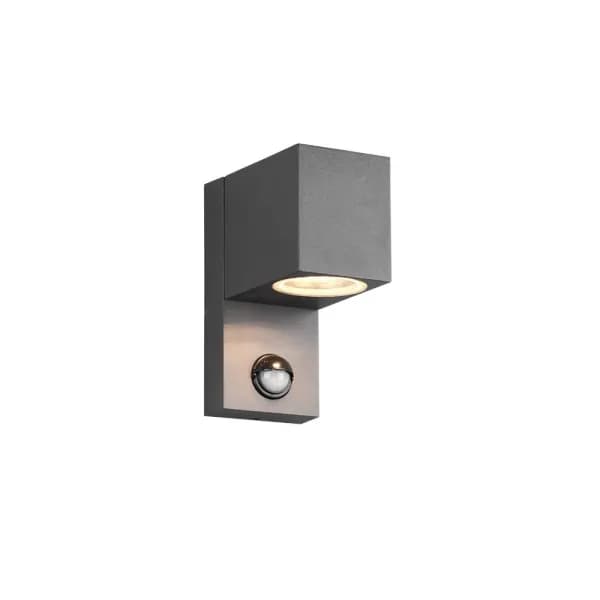 Roya Modern Outdoor Square Down Wall Lamp Anthracite IP44 with PIR