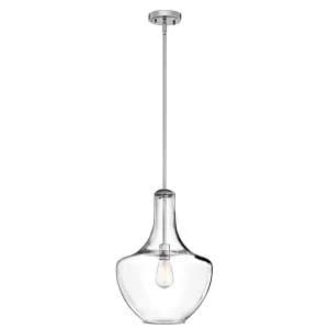 1 Light Medium Dome Ceiling Pendant Light Chrome, E27