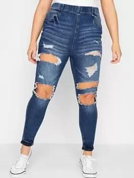 Yours Clothing Jenny 28 Ripped Hole Jegging - Blue Size 16, Women