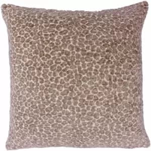Riva Paoletti - Leo Chenille Leopard Print Cushion Cover, Taupe, 45 x 45 Cm