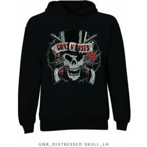 Guns N' Roses Distressed Skull Mens Medium Hooded Top - Black