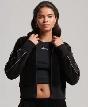 Superdry Womens Code S Logo Velour Track Top Black - Size: 12