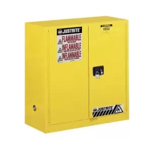 Sure-Grip EX Flammable Safety Cabinet, Dims. 44"H, Cap. 30 gal., 1 shelf, 2 m/c doors, Yellow.