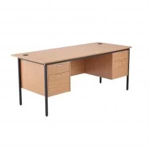Jemini 18 Oak 1786mm Desk with Double 2 Drawer Pedestal KF839497