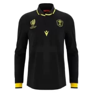 Macron Wales Rugby Away Long Sleeve Shirt 2023 2024 Adults - Black
