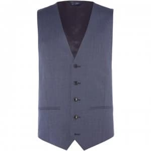 Howick Tailored Dayton Pindot Slim Fit Suit Waistcoat - Airforce Blue