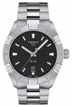 Tissot PR100 Sport Black Dial Stainless Steel Bracelet Watch