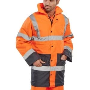 BSeen Hi Vis Heavyweight Two Tone Traffic Jacket 2XL OrangeNavy Ref