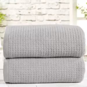 Belle Maison Two Piece Waffle Towel Bale Set 450gsm, Cotton, Storm Grey, 2