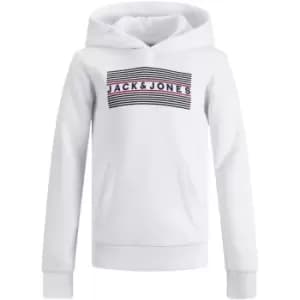 Jack and Jones Corp Logo Hoodie Junior Boys - White