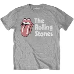 The Rolling Stones - Scratched Logo Unisex Small T-Shirt - Grey