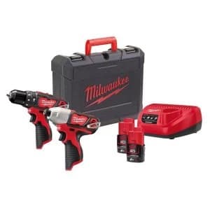 Milwaukee Power Tools M12 2BPP2B-202C Brushed Twin Pack 12V 2 x 2.0Ah Li-ion