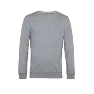 B&C Mens Organic Crew Neck Sweat (S) (Heather Grey)