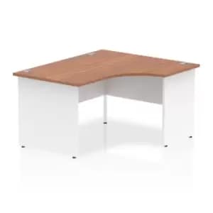 Impulse 1400mm Right Crescent Desk Walnut Top White Panel End Leg
